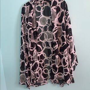 Avenue Black and Pink Graphic Blouse